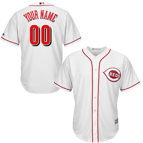 Youth Cincinnati Reds Majestic White Home Custom Cool Base MLB Jersey